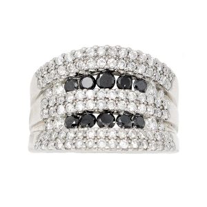 WHITE GOLD DIAMOND AND BLACK SAPPHIRE BAND