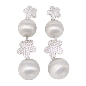 EARRINGS FLOWERS AND BALLS -SILVER