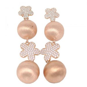 EARRINGS FLOWERS AND BALLS -ROSETONE
