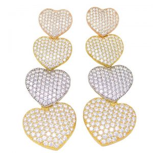 EARRINGS-TRI COLORED HEART